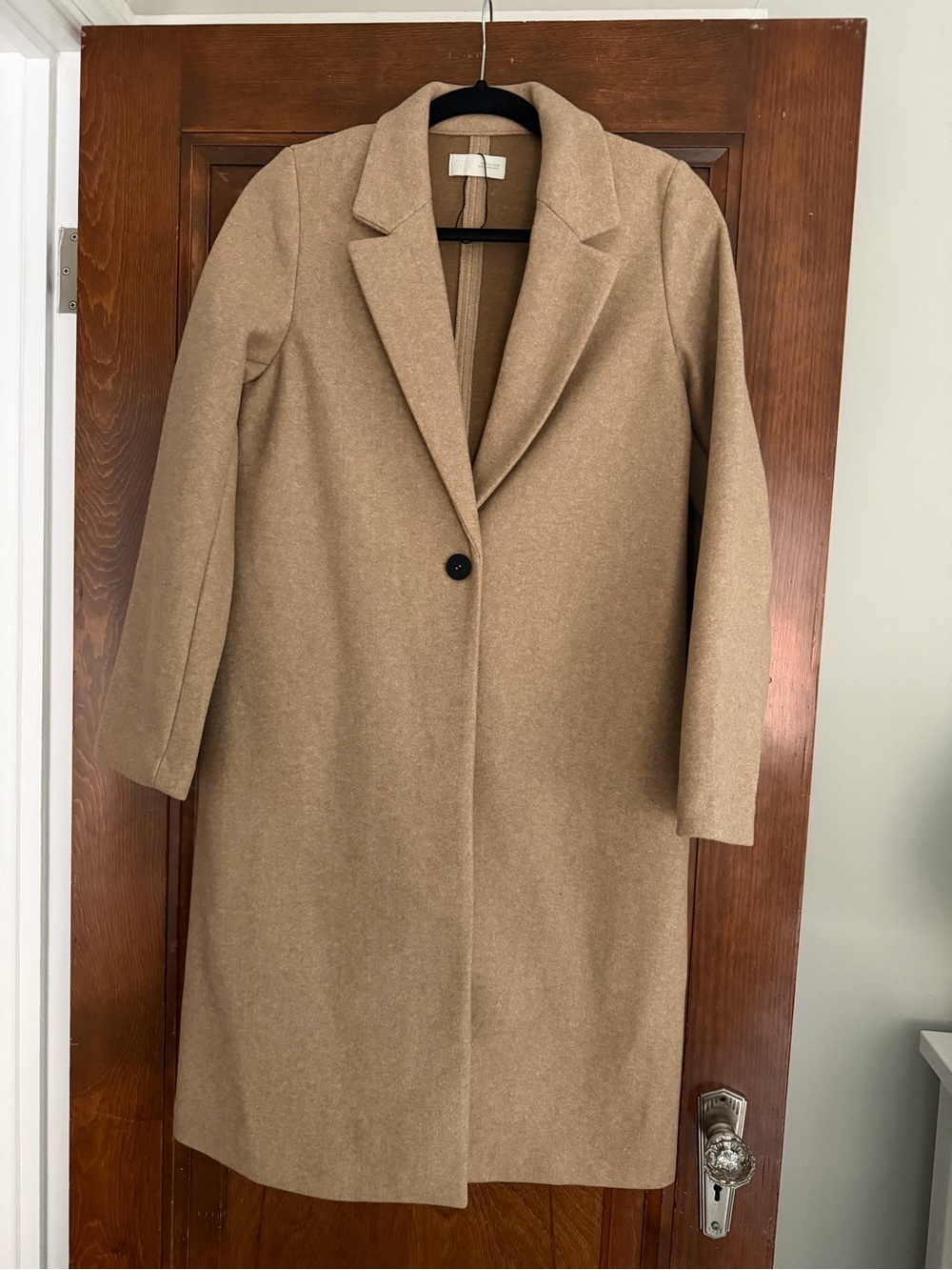 Zara Classic Women's Camel Wool Blend Long Coat small